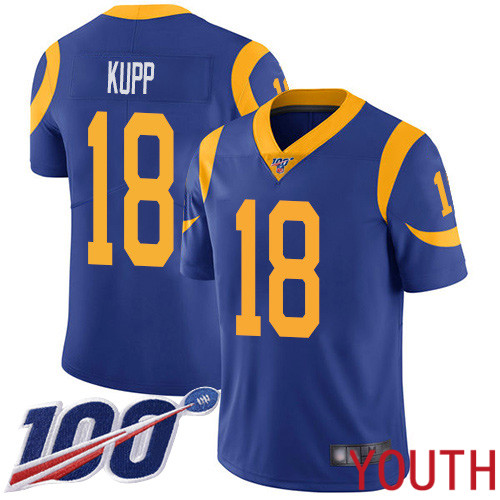 Los Angeles Rams Limited Royal Blue Youth Cooper Kupp Alternate Jersey NFL Football #18 100th Season Vapor Untouchable->youth nfl jersey->Youth Jersey